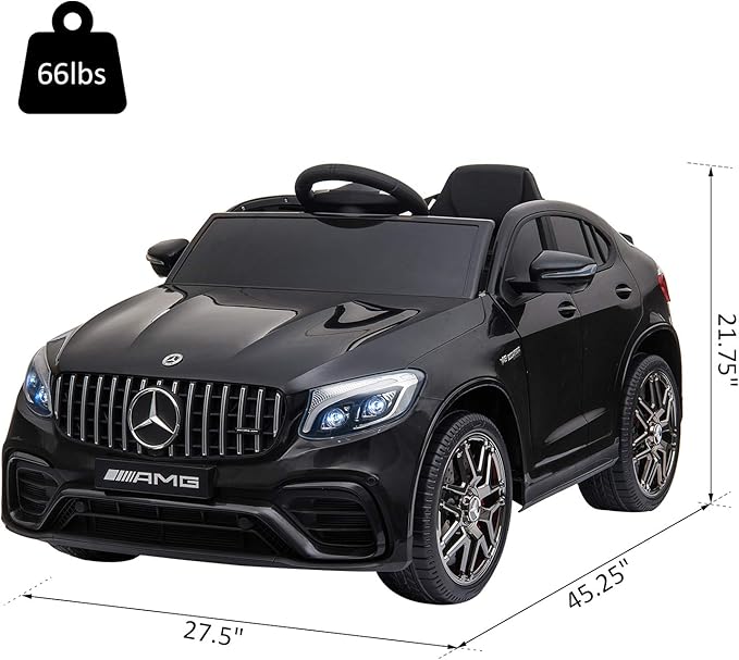 Aosom 12V Toddler Ride On Car with Remote Control, Mercedes Benz AMG GLC63S Coupe, Electric Car with 2 Speed, MP3 Player, Light, Horn, Songs, Suspension, Black