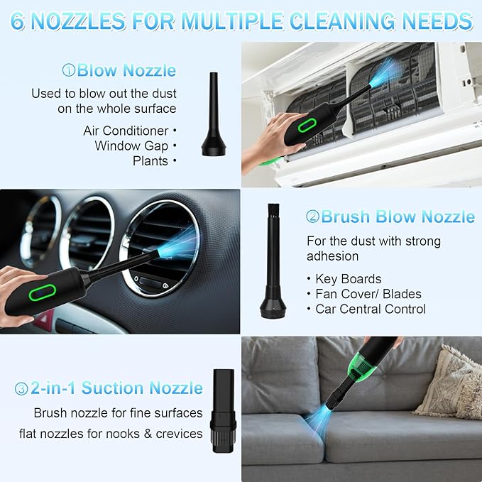 AVCNUJ Handheld Vacuum Cordless, 14000PA Strong Suction with Brushless Motor, Portable Car Vacuum Cleaner, Ultra-Lightweight 1.2lbs, 2-in-1 Dust Removal Vacuum Cleaner for Car Office Home Pet Hair