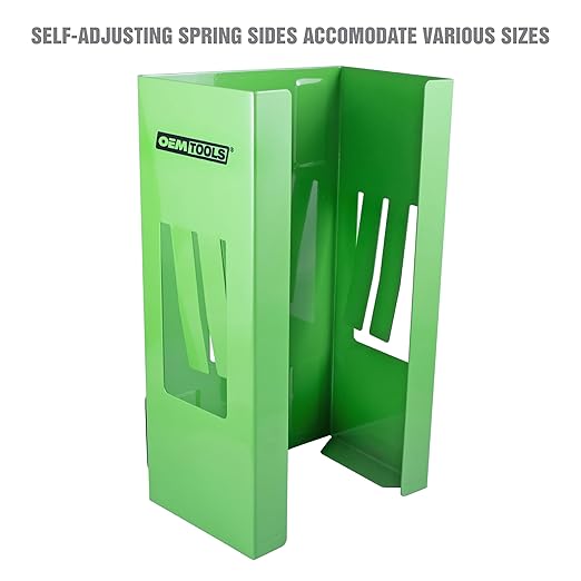 OEMTOOLS 24945 Magnetic Glove Dispenser, Disposable Gloves Box Holder, Glove Holder for Wall Mount, Magnetic Glove Box Holder, Green Glove Dispenser Wall Mount