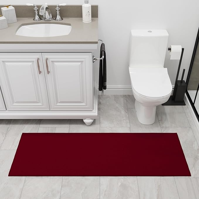 Ottomanson Hallway Runner Rug 20" x 59" Non Slip Solid Area Rugs Easy to Clean Laundry Rug Runner Durable & Pet Friendly Floor Carpet Runners for Hallways Entryway Living Room Kitchen, Red