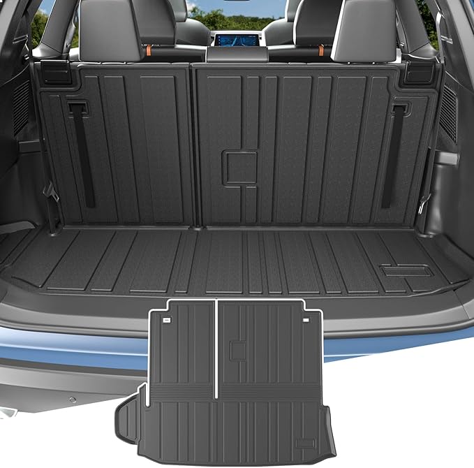 powoq Cargo Mat Compatible with 2020-2025 Toyota Highlander Backrest Mat TPE Cargo Liners Replacement for Toyota Highlander Accessories (Fit 2020-2025 Highlander,Rear Cargo Mat with Backrest Mat)