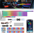 New Version Acrylic Car Dreamcolor Ambient Lighting Kit 14 in 1 LED Interior Car Strip Lights APP Control Zoned Control System 252 Color Modes DIY Neon Wireless Sound Activated RGB Light Bar