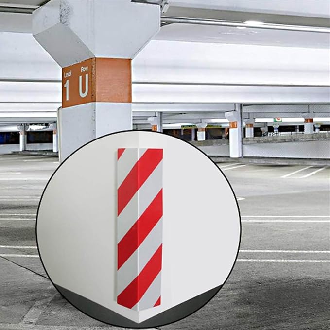 2pcs Garage Wall Guards Wall Protector Cover Yellow and Black Foam Wall Corner Guard for Parking Garages (Red+White)