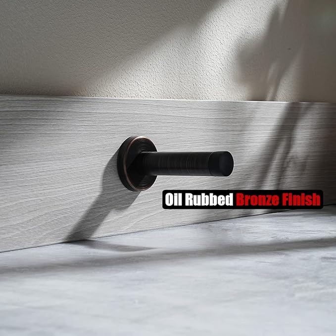 JQK Door Stopper Oil Rubbed Bronze, 304 Stainless Steel Thicken 1mm Sound Dampening Door Stop Bumper Wall Protetor 4 Pack, ORB, DSB5-ORB-P4