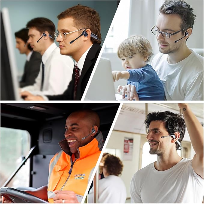 Pilot P200b Pro Bluetooth Wireless Open Ear Noise Cancelling Headphones, 50dB ENC Call Noise Elimination, Computer Headset with Boom Microphone and Mute Button for Work and Calls(No Dongle)