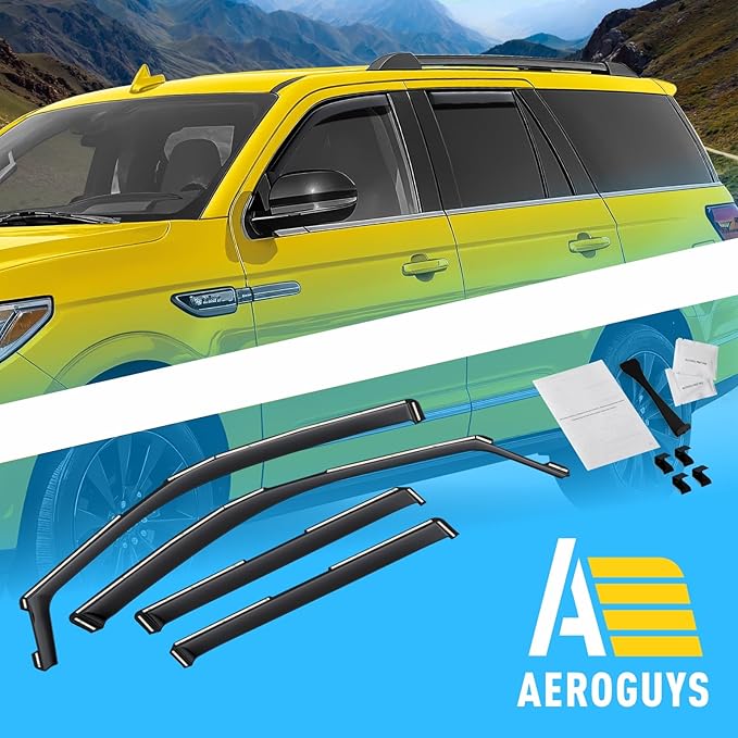 Extra Durable Window Deflectors in-Channel Window Visors Rain Guards Fit for Lincoln Navigator 2018-2024, Sun Visors, Wind Vent for Shades, Exterior Car Accessories - 4 pcs. AG0931