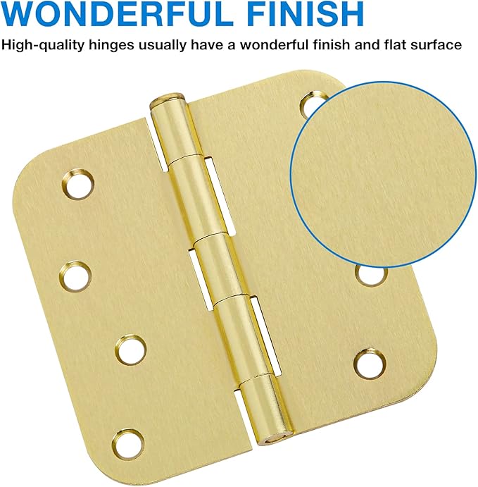 12 Pack 4"x 4 Inch Door Hinges Brass Hardware Gold Exterior Door Hinge 8 Holes 5/8" Heavy Duty Iron Animal Shed Coop Storage Gate Basement Bedroom Office Hotel Door Hinges For Doors Bisagra de puerta