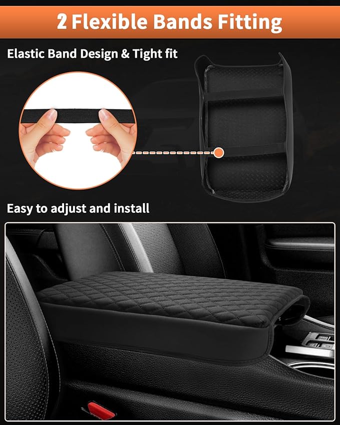 Shademax Custom for Honda Pilot Center Console Cover,Armrest Cover for Honda Pilot/Ridgeline/Passport Accessories 2023-2025 2026 Arm Rest Cushion Pad Console Lid Cover PU Leather Black