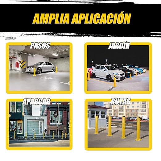 Safety Bollard Post, 36" H Steel Bollards,3.5" D Parking Bollard, Yellow Powder Coated Safety Parking Barrier Post, for Traffic Sensitive Areas (3, 36" H*3.5" D)