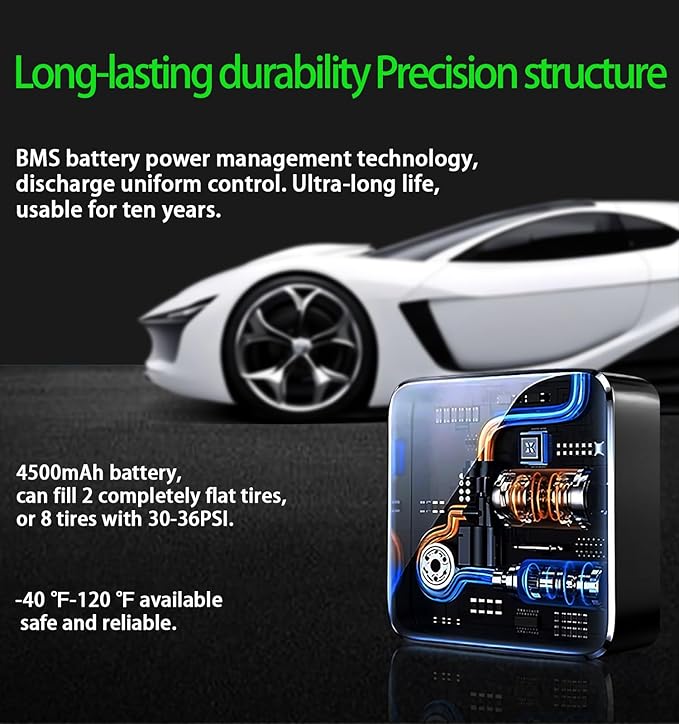 Tire Inflator Portable Air Compressor - 150 PSI Air Pump for Car Tires - 2X Faster Inflation, Smart Pump Tire Inflator for Cars, Motorcycles, Bicycles, Balls