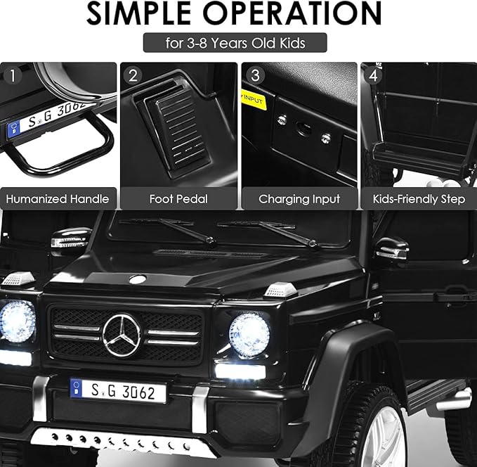 HONEY JOY Ride On Truck, Licensed Mercedes-Benz Maybach G650 Battery Powered Ride On Toys Car w/Remote Control, LED Lights, Music, Slow Start, 12V Electric Cars for Kids, Gift for Boys Girls (Black)