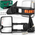 YHTAUTO Power Adjusted Heated Towing Mirrors Fit Toyota 07-21 Tundra, 08-17 Sequoia, Arrow & Turn Signal & Backup Running Light, w/Blind Spot Detection, Telescoping Driver Passenger Side Car Mirrors