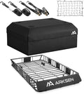 ARKSEN 64 x 34 x 6 Inch Universal Roof Rack with Extension, 600D Waterproof Bag, 2 Ratchet Straps&Net, 150 LBS Capacity Heavy Duty Rooftop Cargo Basket for SUV, Truck, RV, Pickup