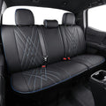 EKR Tacoma Back Seat Covers Custom for Select Toyota Tacoma (Hybrid) 2024 2025 Double cab TRD Sport,TRD Off-Road,Limited,Trailhunter- Second Row Only,Leather (Black with Blue Trim)