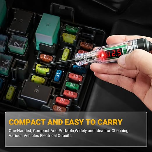 Test Light Automotive 3-48V Digital LED Circuit Tester, Auto Light Tester with Voltage Display, Electric Tester Pen with Voltmeter and Probe for Checking Car Truck Motorcycle Fuses & Battery Voltage