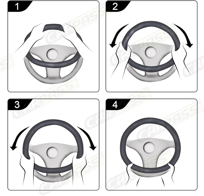CAR PASS Rhombus Leather Universal Steering Wheel Cover, Fit for Suvs,Trucks,Cars,Sedans,Vans (Black&Dark Purple)