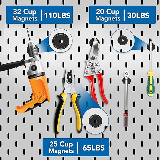 LOVIMAG Strong Neodymium Cup Magnets, 3 Sizes, 12Pcs Black Heavy Duty with Countersunk Hole and Screw for Wall Mounting, Holding Tools, Lifting, Fridge, Cabinet