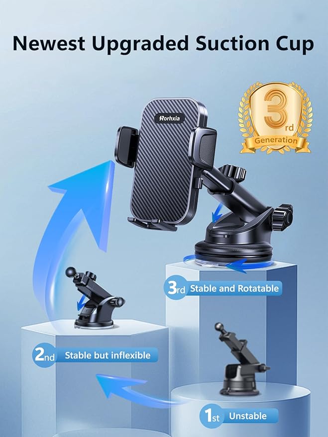 [Military-Grade 3-in-1 Purple Phone Holders for Your Car, [2025 Most Stable and Flexible Suction Cup] Vent Dashboard Windshield Cell Phone Mount Car Fit for All Phones, iPhone, Samsung