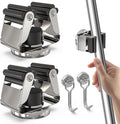 3-H Magnetic Broom Holder with Strong Magnetic Hook 4 Pack,Broom Holder Wall Mount for Garage Garden Shed Storage System Laundry Room Home Kitchen Organization