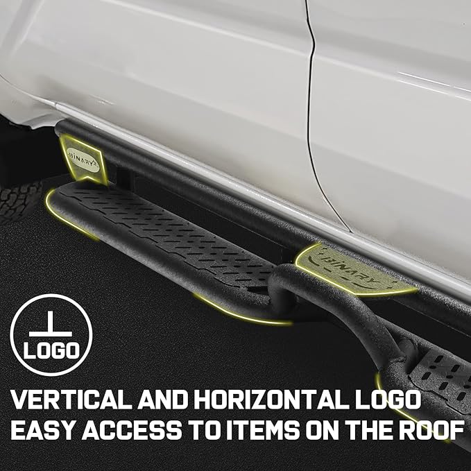 BINARY STAR Running Boards Compatible with Vehicle 2022-2025 Toyota Tundra CrewMax Cab, 6 Inch Tundra Two-Stair Side Steps Nerf Bars, Black Step Bars Step Rails, Running Boards