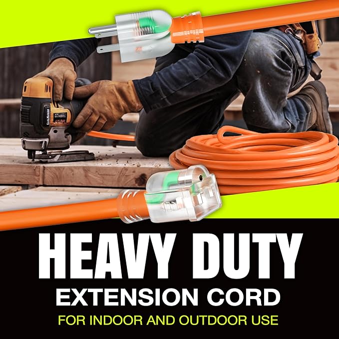 3ft Outdoor/Indoor Extension Cord 10/3 Gauge Ultra Heavy Duty 3 Prong SJTW, Waterproof, Flexible Cold-Resistant Long Power Cord,15A 125V 1875W, Orange by LifeSupplyUSA