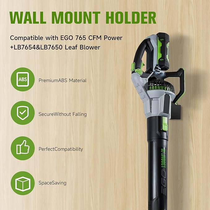 Leaf Blower Wall Mount Holder Compatible with EGO 765 CFM Power+ LB7654 & LB7650, Black ABS Wall Mount Bracket for Leaf Blower Storage