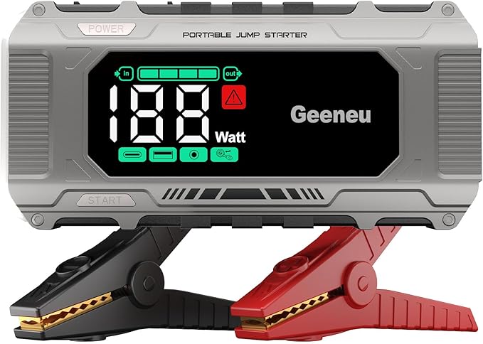 Car Jump Starter Battery Jumper Pack 8000A 65W PD Fast Charging, Portable 12V Car Battery Charger Booster Jump Box (All Gas/12.0L Diesel), Power Vehicle Jumper with Large Screen,150W DC, Lights