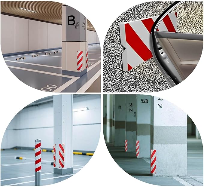 2pcs Garage Wall Guards Wall Protector Cover Yellow and Black Foam Wall Corner Guard for Parking Garages (Red+White)