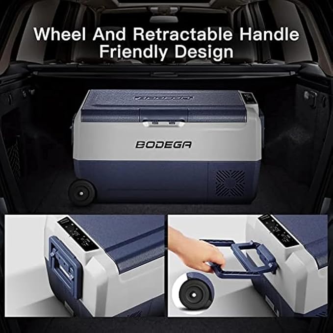 BODEGACOOLER 12 Volt Portable Refrigerator,38 Quart Car Fridge APP Control,36L (-4℉-68℉) Compressor Car Freezer 12/24V DC and 100-240V AC for Travel,Truck RV Camping Boat and Home Use