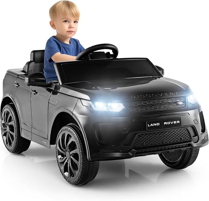Costzon 12V Kids Ride On Car, Licensed Land Rover Electric Vehicle w/Remote Control, Lockable Doors, Slow Start System, LED Lights & Speed Switch Sound, Music & Horn, MP3 & USB (Black)