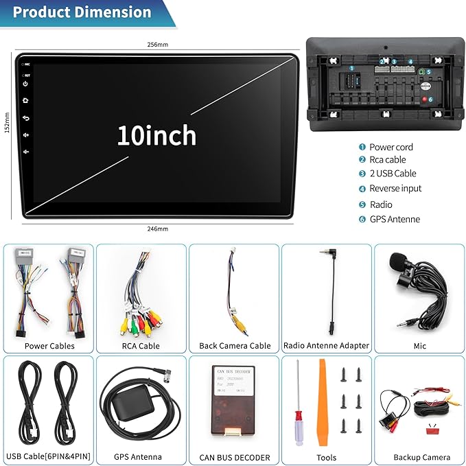 Car Radio Stereo for Jeep Wrangler JK 2007-2018 Dodge Ram 1500 2500 3500 Grand Cherokee, Android 13 2G+64G with CarPlay Android Auto 10 inch Touchscreen Head Unit, GPS BT WiFi AM/FM, Rear View Camera