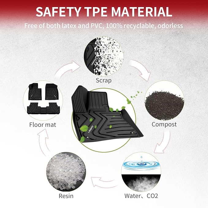 LASFIT Floor Mats for Lexus RX 2022 2021 2020 2019 2018 2017 2016 RX350 RX450h, All Weather Floor Liners Custom Fit TPE Car Mats Front & Rear Mats, Black