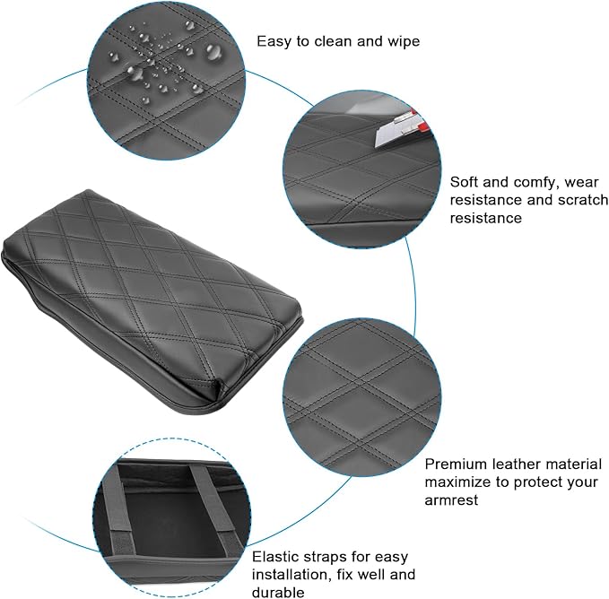 SXCY for 2023 2024 2025 Toyota Crown Armrest Cover Pad for Toyota Crown Accessories 2023-2025 Crown Signia Center Console Cover Cushion 2025 Crown Middle Console Cover (Add-Pad w/Argyle&Black Line)