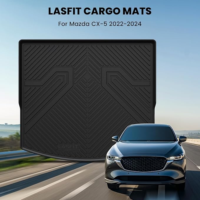 LASFIT Cargo Mat for Mazda CX5 2017-2025, CX 5 All Weather Trunk Mat for 2017 2018 2019 2020 2021 2022 2023 2024 2025 Mazda CX5 Cargo Liner Tray Accessories, Black