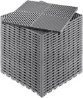 VEVOR Interlocking Drainage Mat, 15.7” x 15.7” Modular Interlocking Cushion, 24 Pcs Splicing Drainage Mats, Non-Slip Gray PP Drainage Floor Tile and Shower Mat, for Garage, Garden, Kitchen & Outdoor