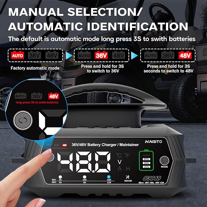 Golf cart Battery Charger, 36V 18A and 48V 13A Trickle Battery Charger,36 Volt Golf Cart Charger,for Club Car,EZGO & Yamaha,Lithium,LiFePO4,Lead-Acid AGM/Gel/SLA..BatteryCharger,Crowfoot Plug