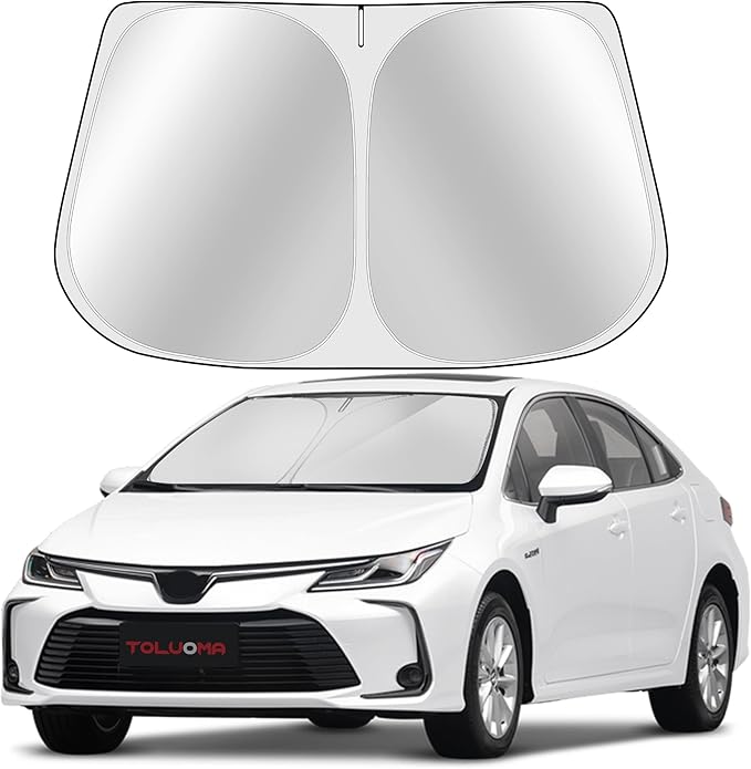 Custom Fit Windshield Sun Shade for Toyota Corolla 2020-2024 2025- Full Coverage, 210T Reflective Fabric, Double-Layer Design - Blocks 99% UV Rays, Keeps Car Cool, Easy to Install and Store
