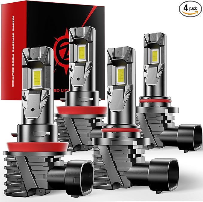 [2025 Upgrade] 90-05/HB3 H11/H8/H9 LED Bulbs Combo, [Brighter & Wider] 80000LM 800% Brighter Real 1:1 Mini Size Design,120W Fanless Light Bulbs, 6000k Cool White, Plug and Play，Pack of 4