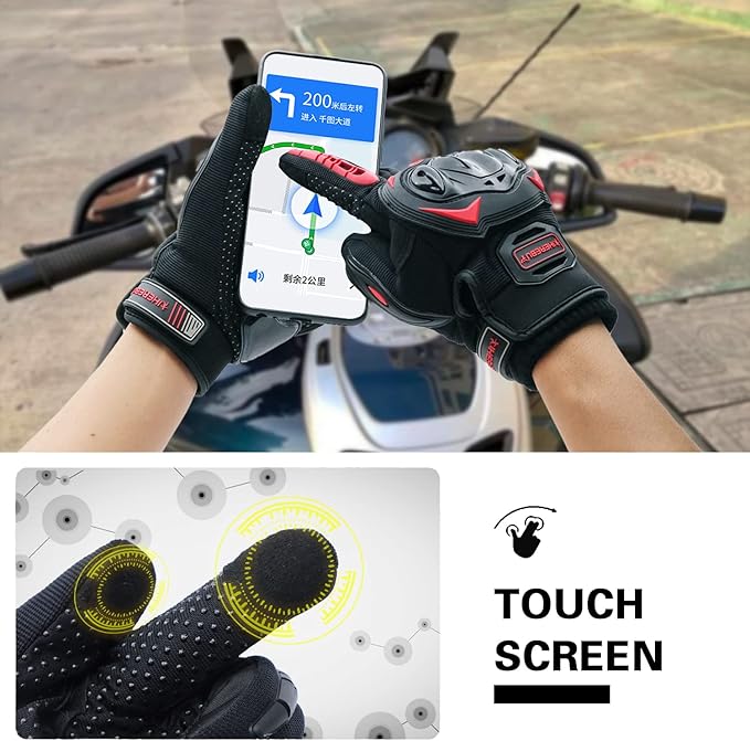 Motorcycle Gloves Touch Screen Full Finger Riding Gloves Knuckle Protection for Men and Women for Dirt Riding, Road Racing, Cycling, Climbing Work Outdoor Sports