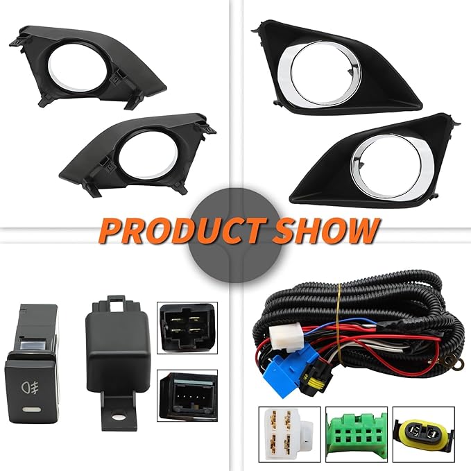 Fog Light Assembly Compatible with Corolla 2009-2010 Fog Lamp w/H11 12V 55W Halogen Bulbs & Bezels & Harness & Switch