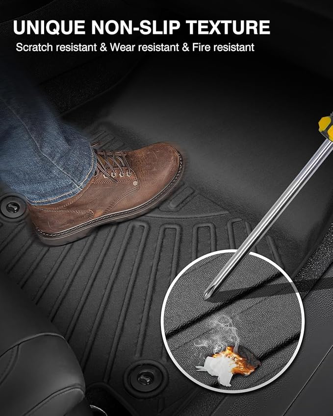 Powerty Floor Mats for 2023 2024 2025 Honda HR-V HRV Accessories All Weather Floor Liner 3D TPE 1st & 2nd Row Floor Mat Heavy-Duty Floor Liners