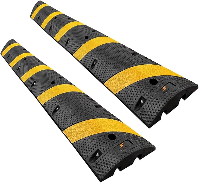 Xpose Safety 2-Pack Speed Bump Strips – 6 Ft Rubber Speed Humps with Modular Interlocking Design - Stop and Slow Cars - for Outdoor, Road, Ramp Ends, Driveway Curb Ramps