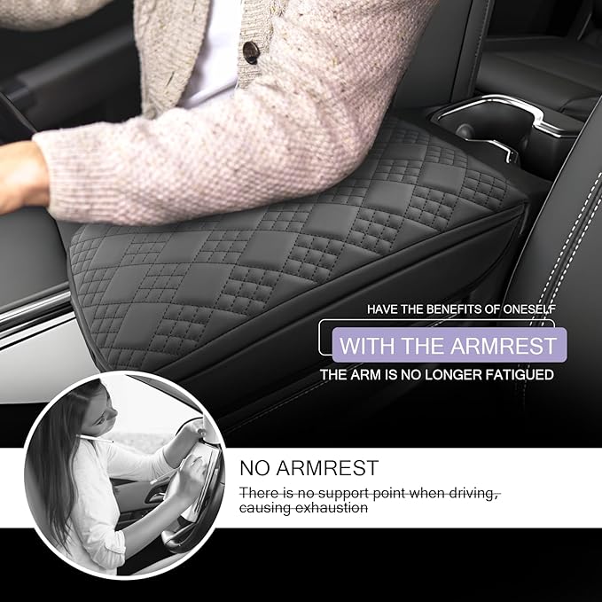 2025 2026 Traverse Center Console Cover Compatible with 2024 2025 2026 Chevrolet Traverse Accessories 2025 Traverse LT/RS/Z71/High Country Armrest Console Cover (Thick Black)