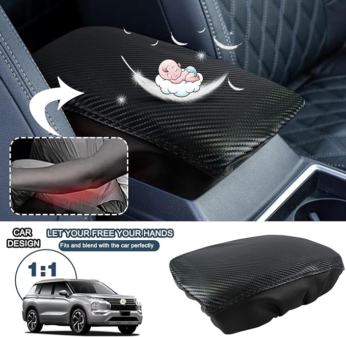 Ruiya Armrest Cover for Mitsubishi Outlander 2022+ Armrest Cushion Mitsubishi Outlander 2022-2024 Accessories Center Console Cover Compatible with 2022 2023 2024 Mitsubishi Outlander