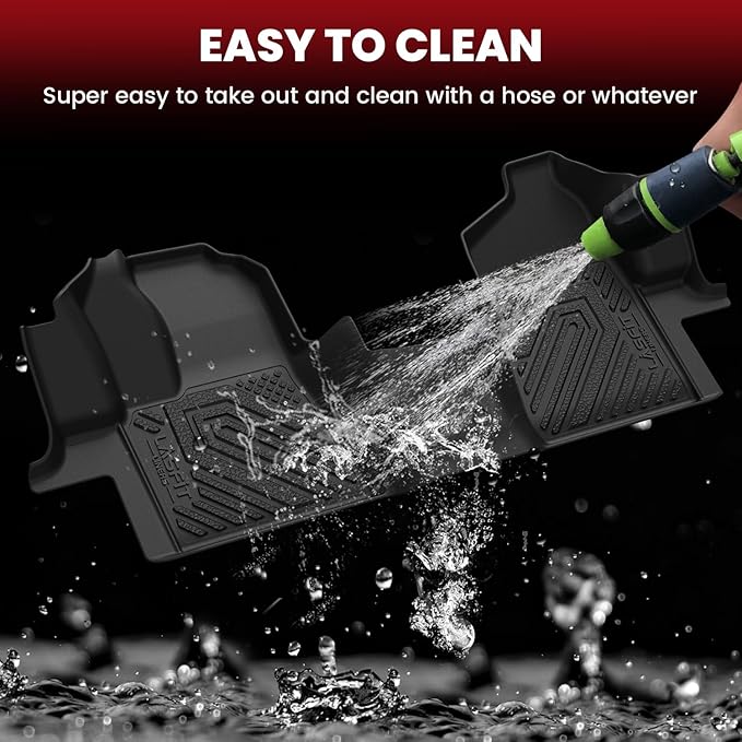LASFIT Front Floor Mat for 2015-2021 Ford Transit 150/250/350/350HD with Vinyl Floor(Not Fit for Transit Connect) All Weather Protector TPE Car Floor Liner for Transit Vans, 1st Row Only, Black