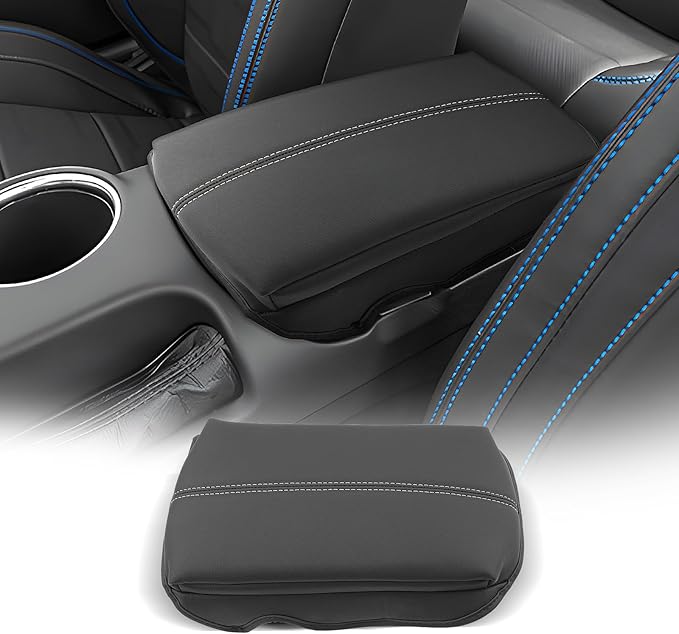 CDEFG for Ford Mustang 2024-2025 Center Console Cover Armrest Box Cover for Mustang 2024 2025 Accessories Console Arm Rest Protector Thickened White Line