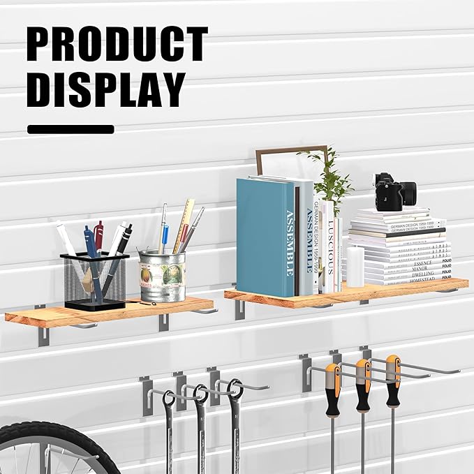 25 PK Silver 10 inch Wall Mounted Slatwall Hooks – Heavy-Duty Storage & Organization Solution