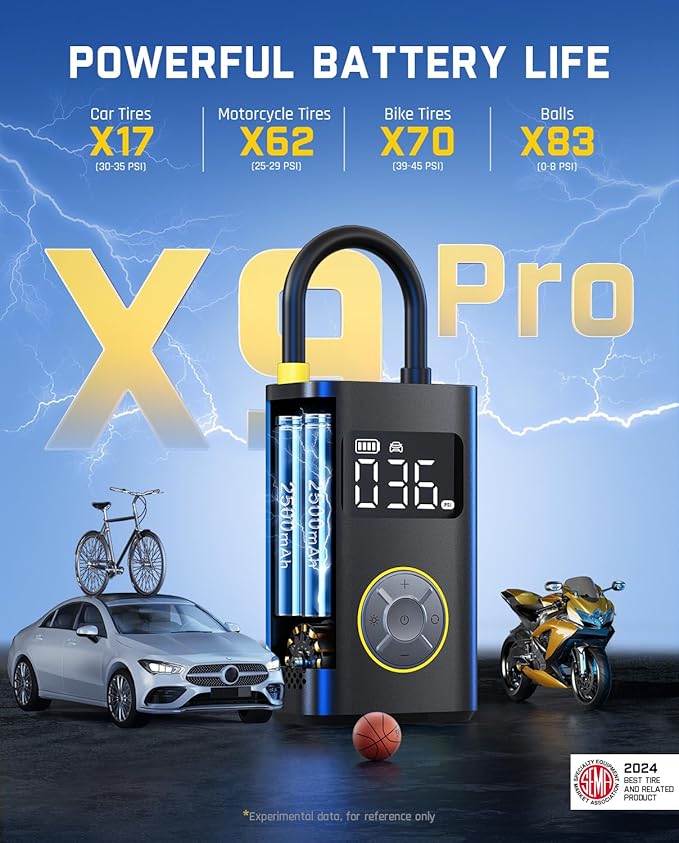 Fanttik X9 Pro Portable Tire Inflator for Compact Car, 1Min Fast Inflate Air Pump with Digital Tire Pressure Gauge, 150PSI Air Compressor for Car, Electric Bikes, Motorcycle, Ball, Deluxe Package