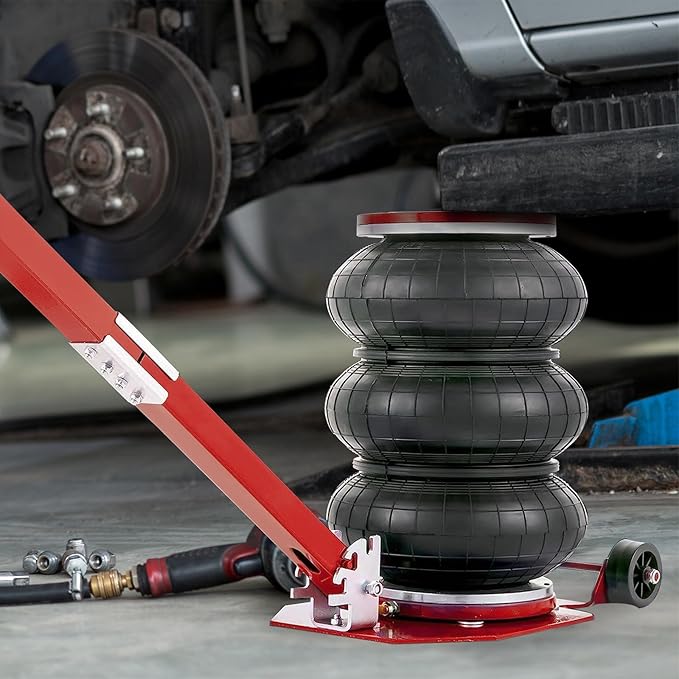 Air Jack 3 Ton/6600 lbs Airbag Jack Pneumatic Jack Lift Up to 15.75 Inch 3-5S Fast Lifting Air Bag Jack for Garage Cars Trucks with Adjustable Long Square Handle Red