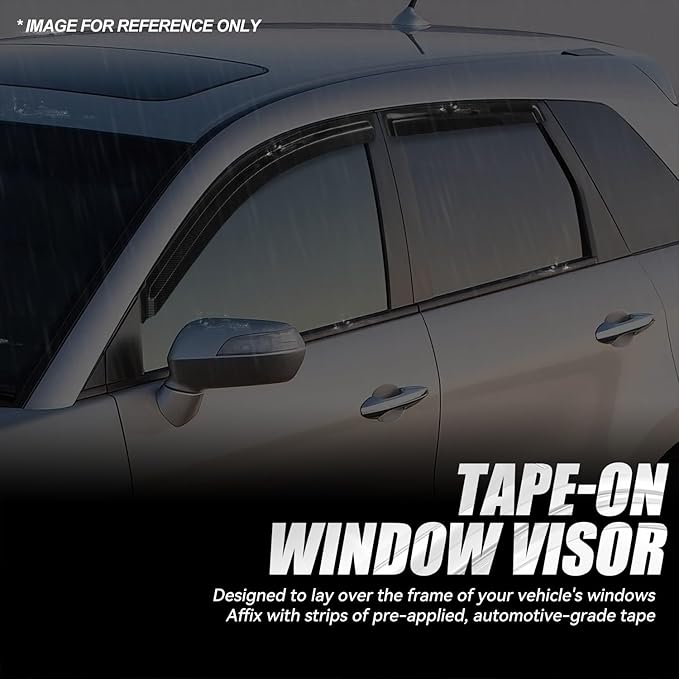 Auto Dynasty 4Pcs Carbon Fiber Pattern Window Visors Compatible with 2007-2012 Acura RDX, Tape-On Front & Rear Window Deflectors Rain Guards Sun Wind Air Side Vent Shade, Glossy Black